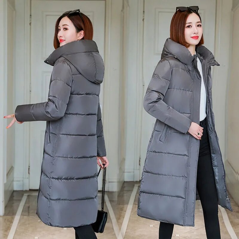 2023 New Winter Jacket Women Hooded Long Parkas Coats Casual Thicken Snow Wear Jackets Cotton Padded Outwear