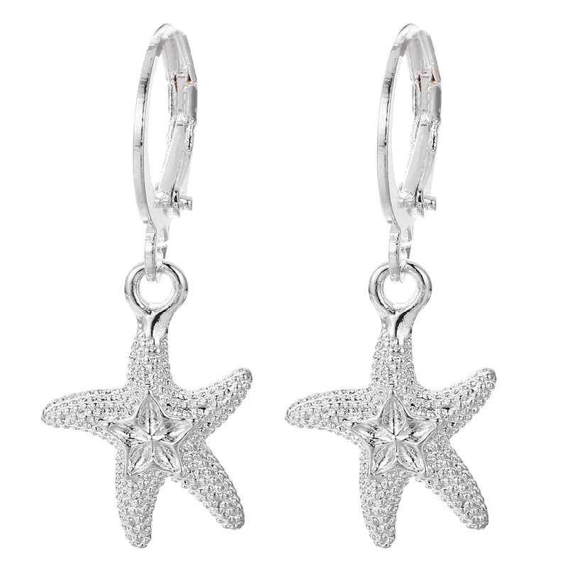 Boucles d'oreilles étoile de mer en argent regardé 925 pour femmes, mode de rue, clip d'oreille, haute qualité, bijoux de fête, cadeaux de Noël, fin, nouveau