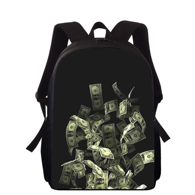 Usdドルマネー15インチ3Dプリントキッズバックパック男の子の女の子のバックパック学生の学校のブックバッグ