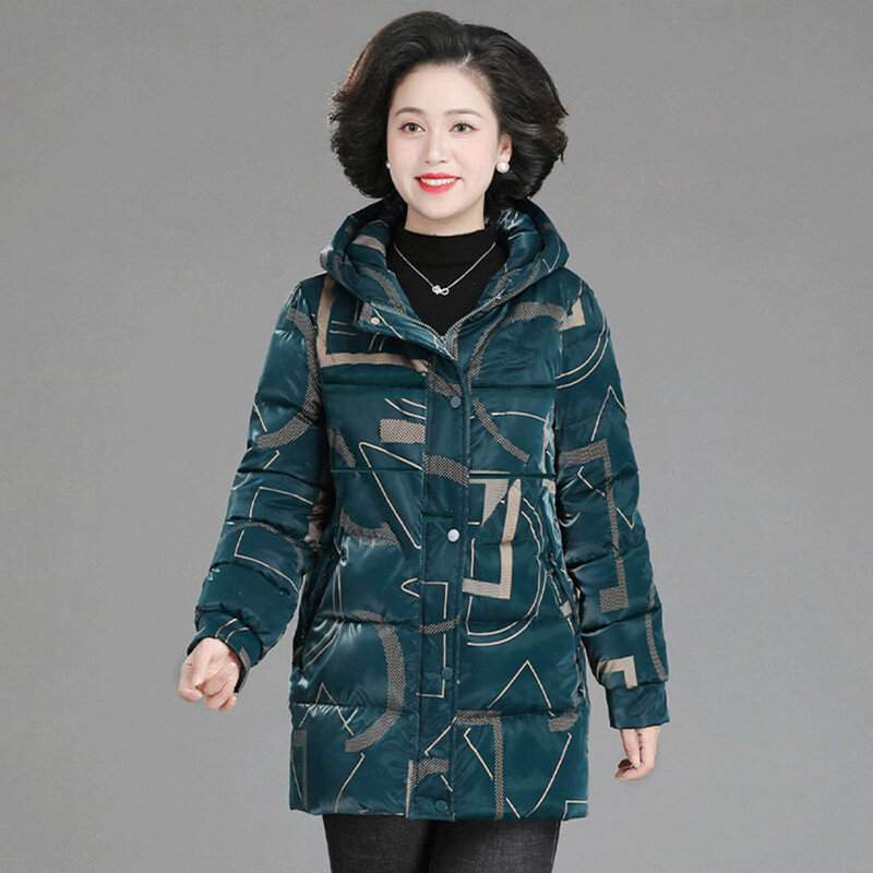 Middle aged and elderly women's cotton padded clothes middle and long cotton padded jacket mother's winter cotton padded clothes