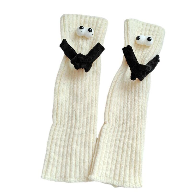Meias longas tricotado com mão de sucção magnética para mulheres, aquecedores de perna góticos, senhora legging, meia fofa, pernas elegantes, inverno, P5M7