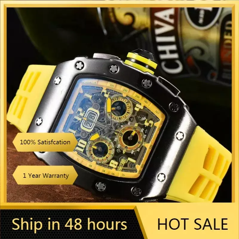 2024 Automatic Sports 6 Needle Run Seconds Men's Top Luxury Brand Multifunctional Watch Fashion White Ceramic Wind Quartz Watch