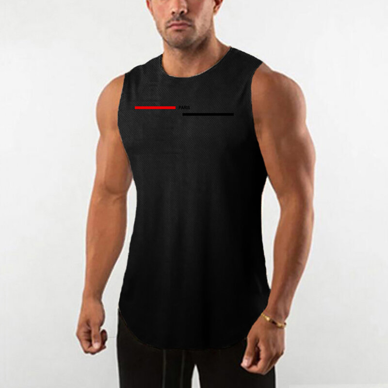 Dropship Summer Gym Sports Bodybuilding Fitness Men's Basketball Mesh Quick-drying Fashion Breathable Tank Top