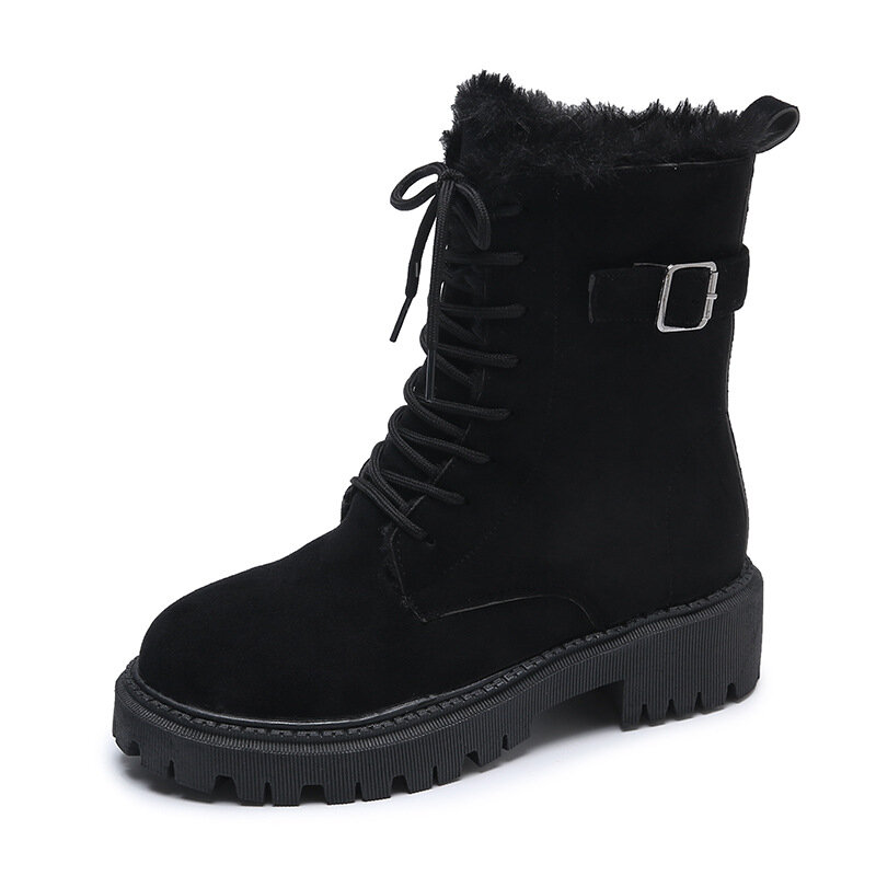 Women Snow Boots Platform Winter Boots Thick Plush Casual Shoes Ladies Non Slip Zip Warm Mid Calf Boots Female Fashion Shoes