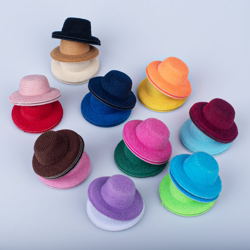 Chapeau à bord coloré pour poupée, accessoires de bricolage, petit chapeau décoratif artisanal