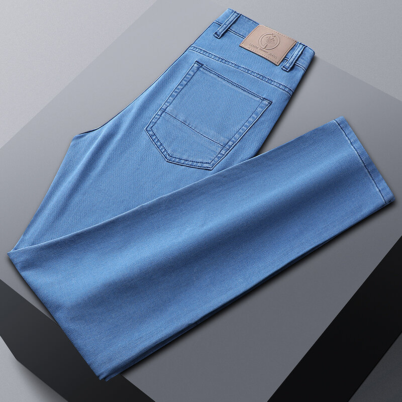 SHAN BAO-pantalones vaqueros delgados para hombre, ropa informal Retro clásica, talla grande 40 4, 2023