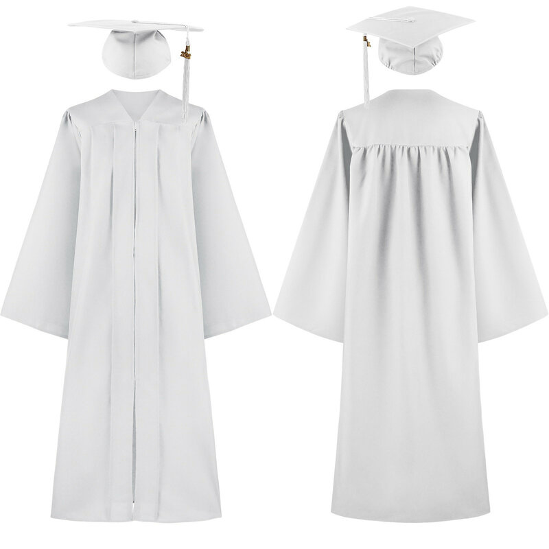 キャップセット付きの大人の卒業ドレス、ジップクロージャー、大学新学期の卒業式、モーダルボードキャップ