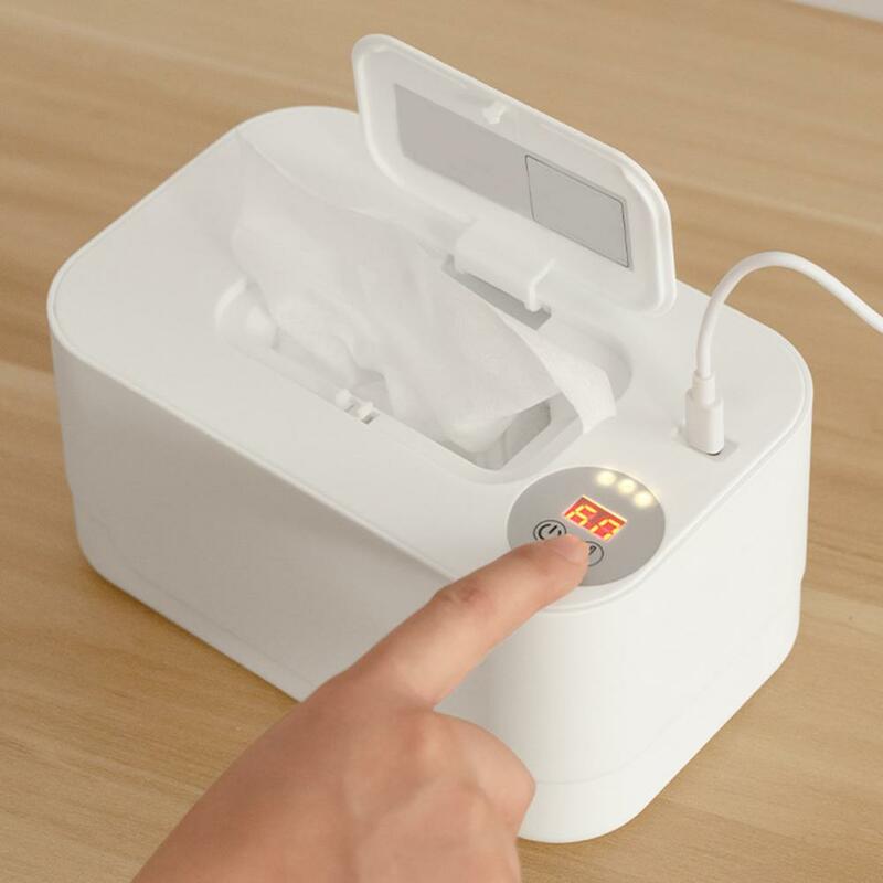 USB Powered Baby Wipes Dispenser, Wipe Warmer com temperatura ajustável, Aquecedor de tecido molhado para os pais