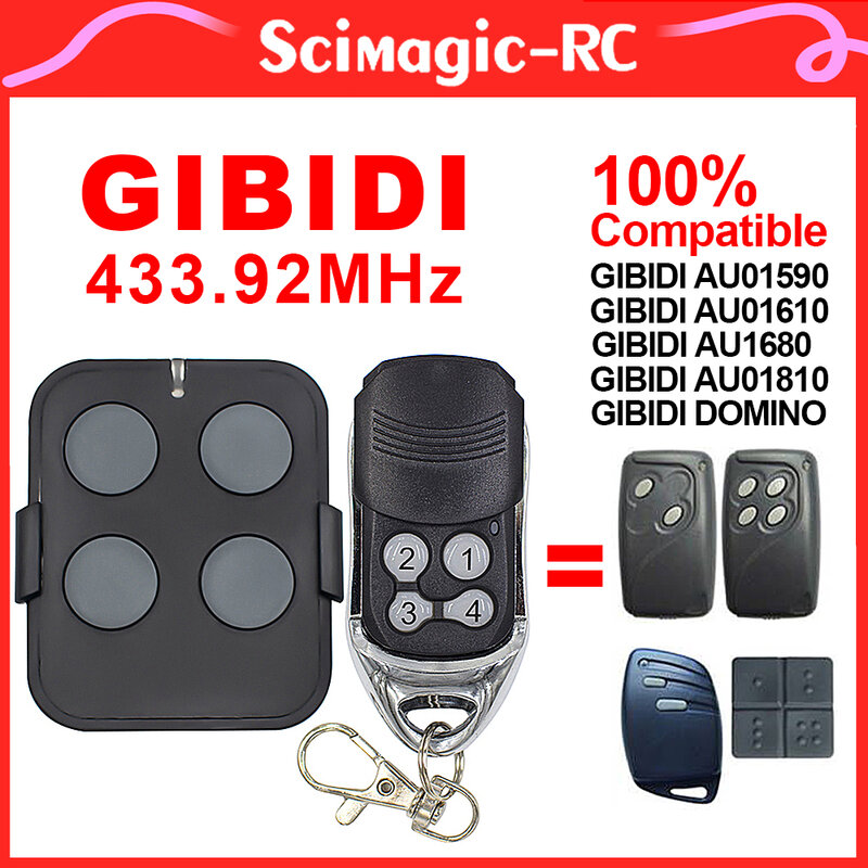 Replacement GIBIDI AU01590 AU1600 AU1610 AU1680 AU1810 DOMINO Garage Remote Control 433MHz Rolling Code Gate Door Opener