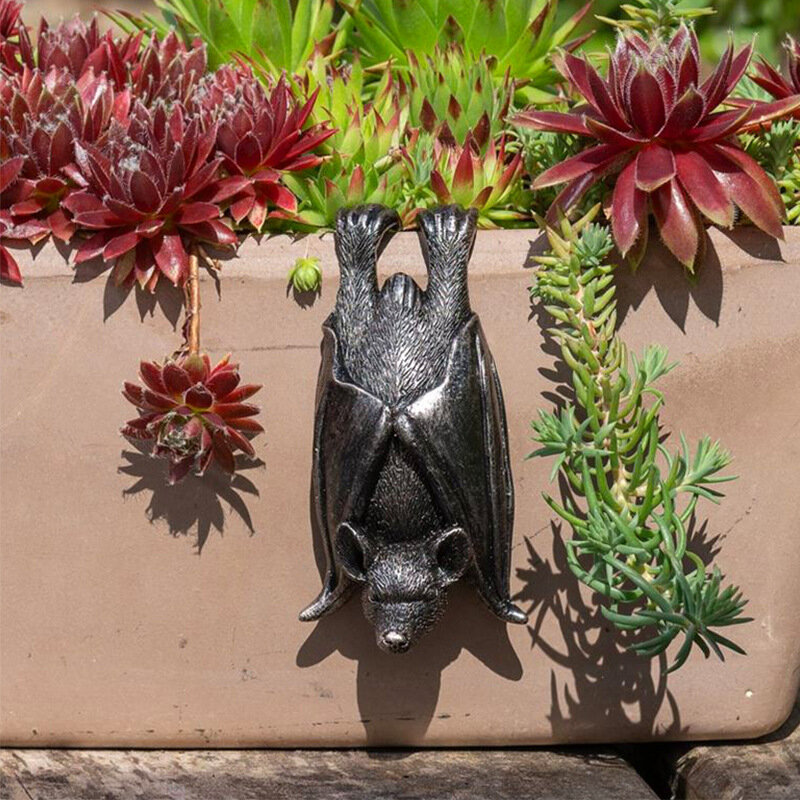 Estátua do vampiro do demônio da noite do morcego, artesanato da resina, vaso de flores ao ar livre, presente do Dia das Bruxas, decoração do jardim