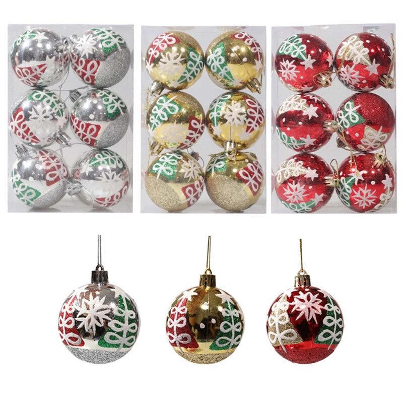 6 peças galvanizam bolas pingente decoração árvore para escritório
