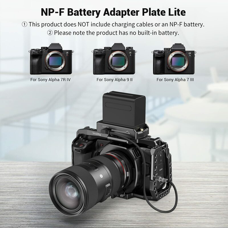 SmallRig DSLR Camera Clamp NP-F piastra adattatore batteria per batterie tipo Sony NP-F porta di uscita 12V/7.4V LED Low Battery indica