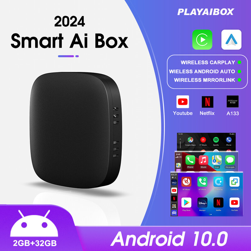 2024 Carplay Ai Box bezprzewodowy Android samochód Smart TV Box inteligentny System z systemem Android 10.0 dla Mazda Volvo Benz Toyota Kia Ford