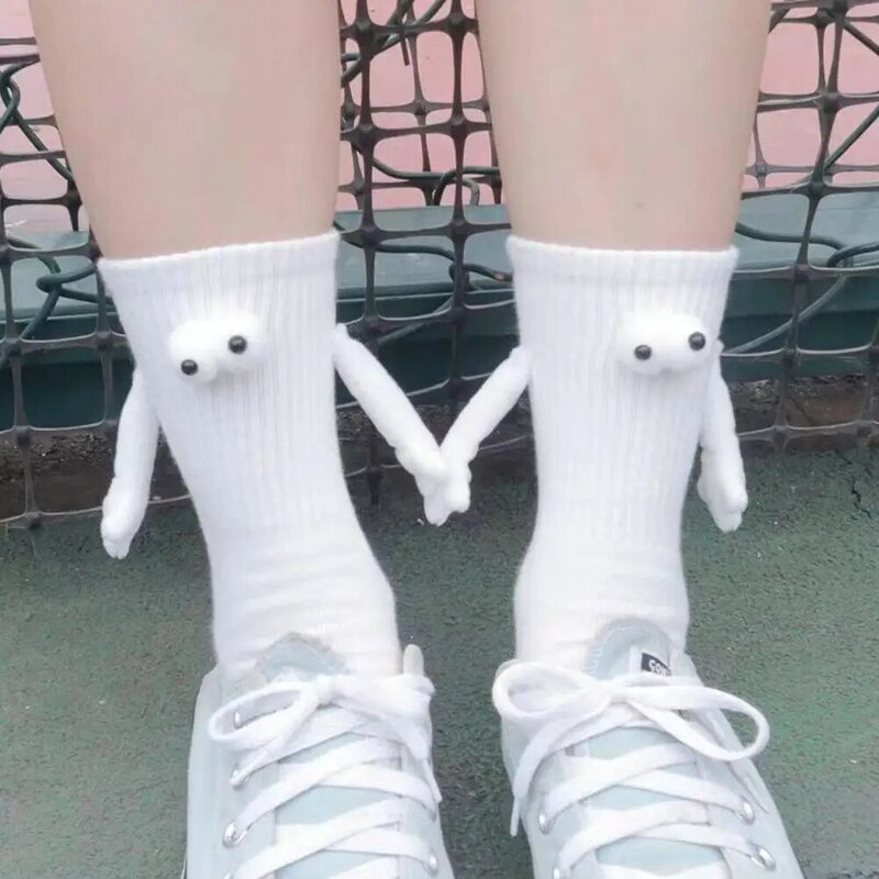Couple Holding Hands Socks Mid-tube  Magnetic Three-dimensional Doll Socks