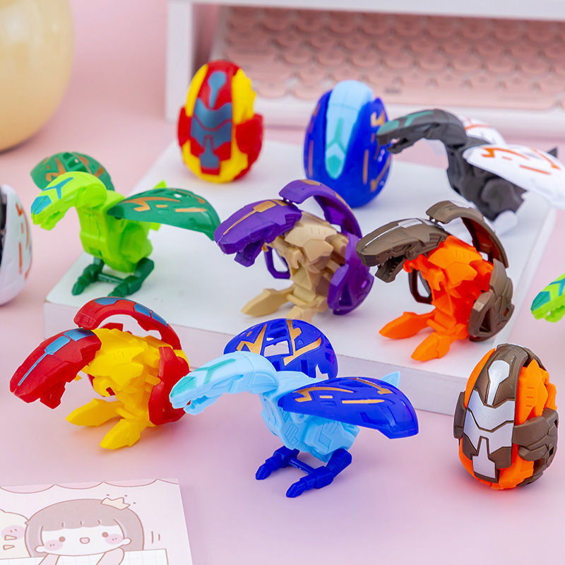 Juego de 5 robots de dinosaurio transformables para niños, juguetes educativos de deformación de huevos de dinosaurio que transforman la torsión