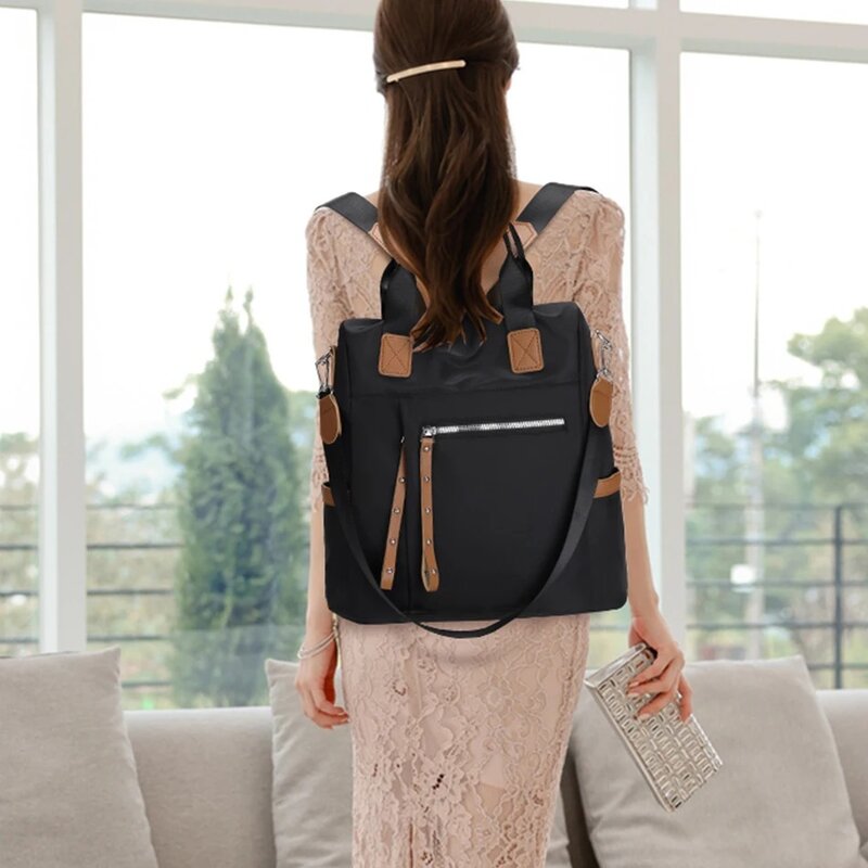 Backpack Fashion Waterproof Nylon Backpacks Solid Color Shoulder Bags Female Travel Backbag High Quality School Bags for Girls