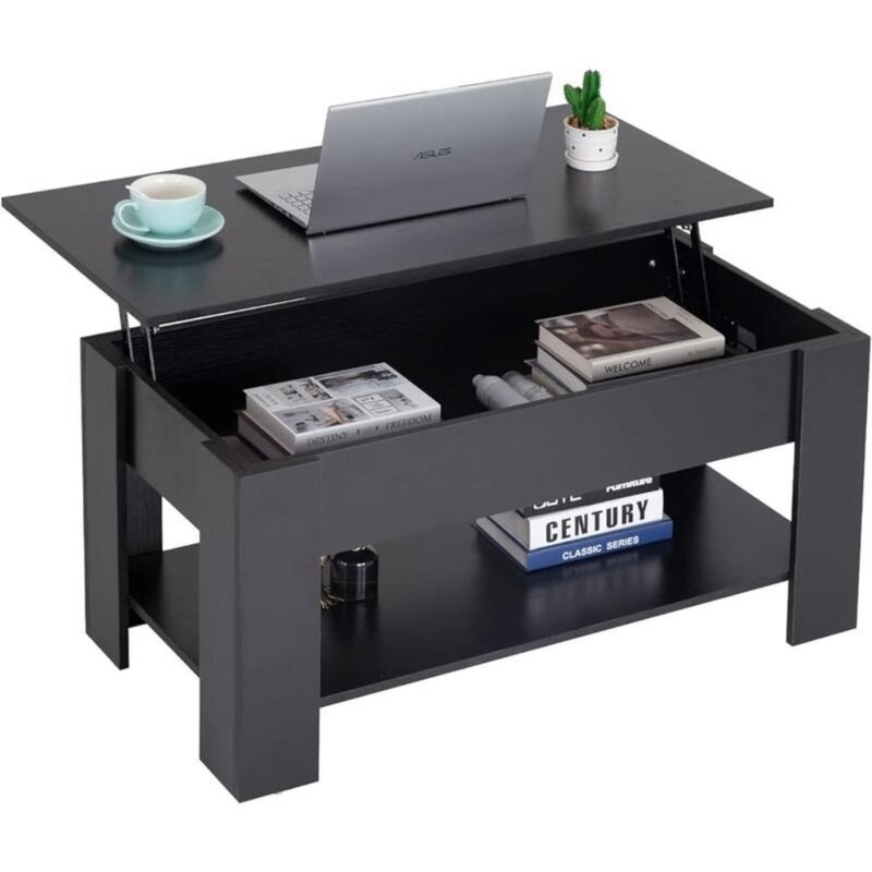 Журнальный столик, семейная гостиная, приемная, офисный деревянный поднятый столик (черный)