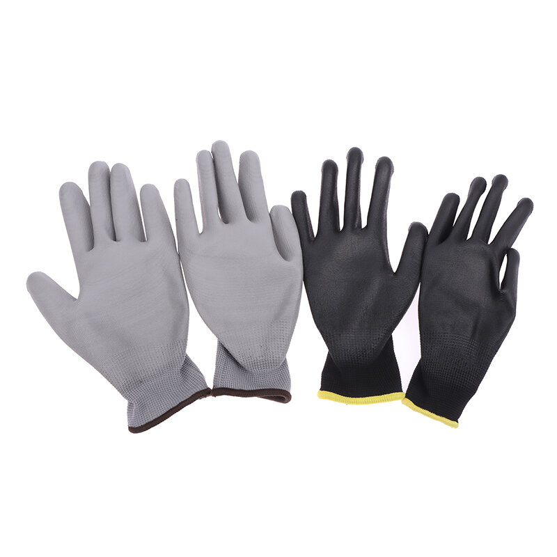 1Pair Safety Work Anti-Static Gloves PU Coated Palm Gloves Unisex Breathable Anti-Slip Repair Gloves Carpenters Supplies