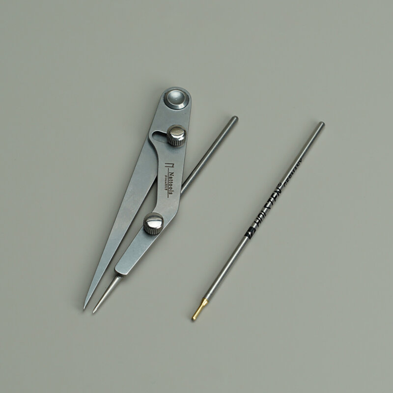 Nattools couro pitch gauge profissional diy leathercraft prata recarga caneta ferramenta de marcação desembaraço regras espaçamento com chave calibre