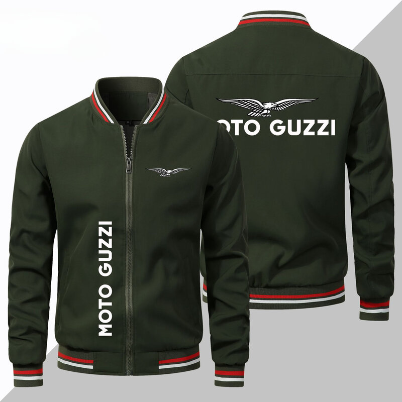 MOTO-GUZI 오토바이 로고 지퍼 봄버 재킷, 캐주얼 야외 방풍 운동복, 용수철 가을 신상