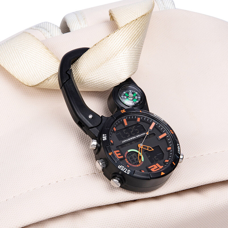 Reloj de Montañismo al aire libre con brújula, reloj de bolsillo impermeable multifuncional, accesorios para mochilero, mosquetón, reloj deportivo