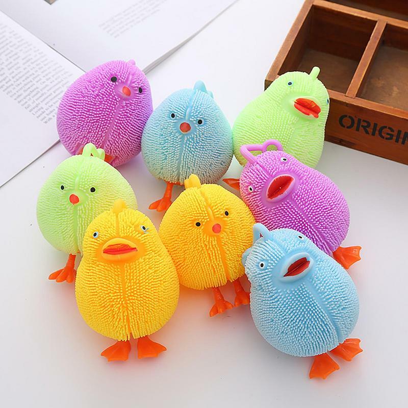Novelty LED Flashing Cute Chickens Puffer Vent Ball Squeeze Anxiety Relief Reaction Kids Toy Children Adults Gifts
