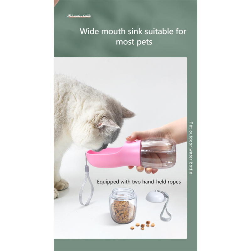 Multifuncional Pet Travel Cup Portátil Food Grade Leak Free Pet Water Bottle Travel Cup Dispenser Pet Walk com Food Container