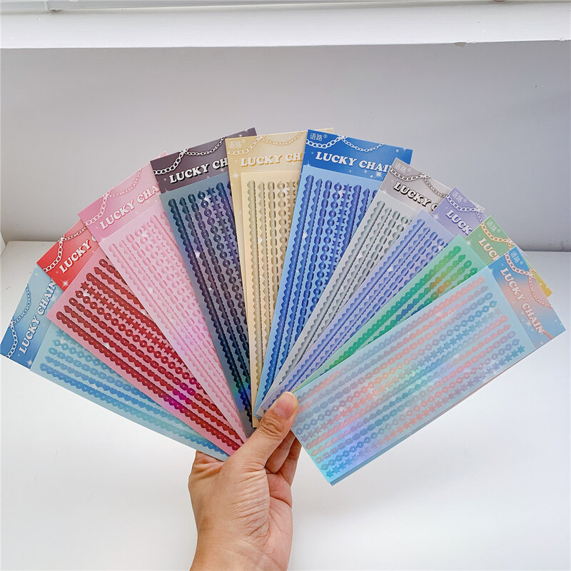 Korean Ins Striped Chain Stickers Decorative Diy Creative Hand Account Handmade Diy Materials Deco Sticker Stationery Personal