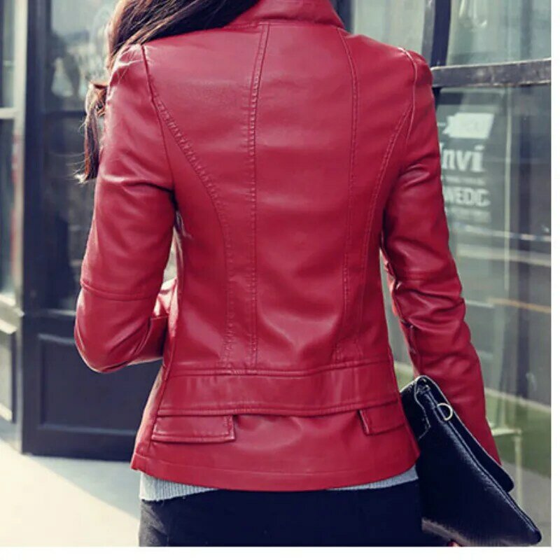 VOLALO Moto Coat 2024 Spring Winter Women Short Slim Cool Lady PU Leather Jackets Sweet Female Zipper Faux Femme Outwear