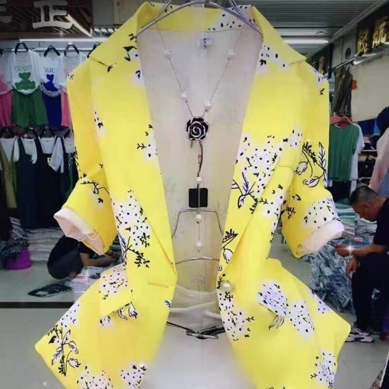 Женское Роскошный Блейзер, тонкое пальто, весна-лето 2023, короткая Солнцезащитная верхняя одежда с отворотом, тонкий кардиган, винтажный костюм, куртка для женщин