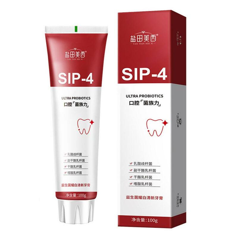 Sip-4 معجون أسنان اشراق بروبيوتيك ، تبييض ، صحة التنفس ، تنظيف الفم ، الأسنان الطازجة ، الأسنان ، التنفس ، C4P4