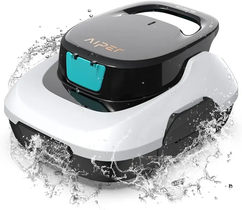 AIPER Scuba SE robot pembersih kolam, vakum kolam renang nirkabel, tahan hingga 90 menit, pembersihan otomatis dengan kemampuan Parkir sendiri