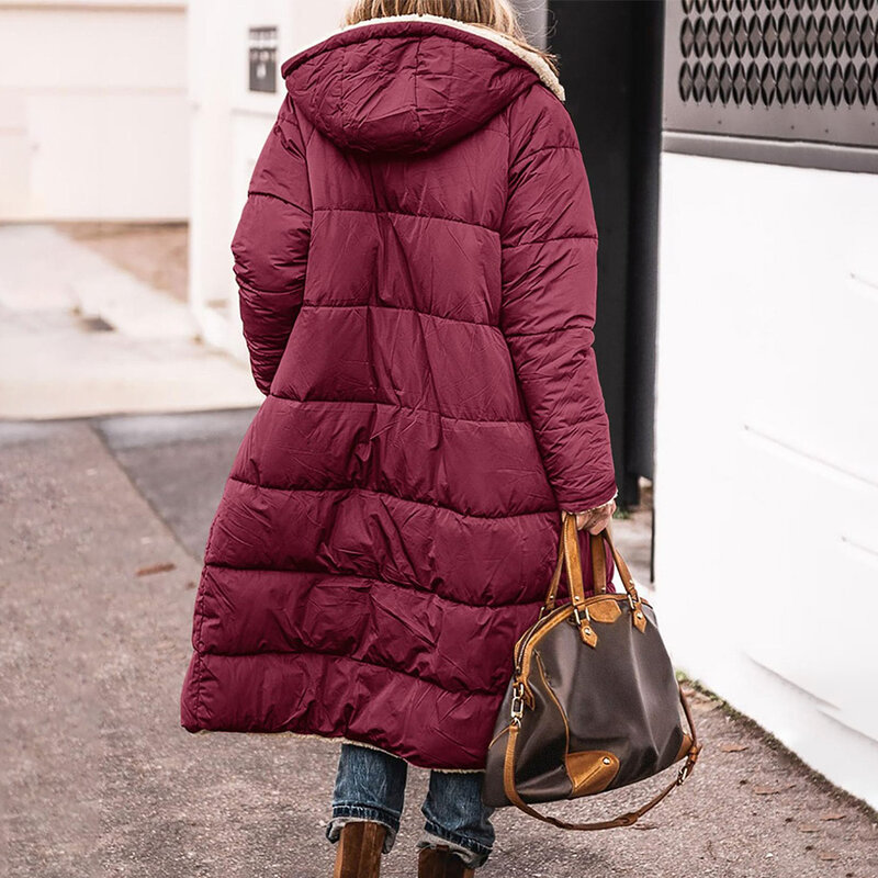 Casaco de manga comprida feminino com capuz, sobretudo confortável, jaqueta de inverno, roupa casual, diário, novo em marca, 1 pc
