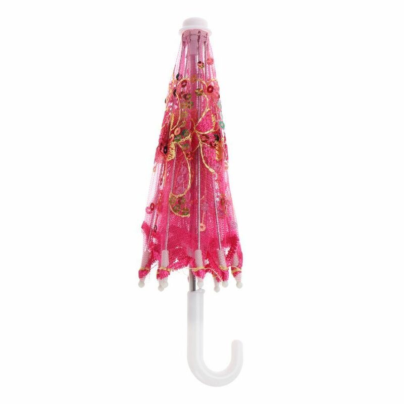 Exquisite Spitze bestickt Regenschirm mehrfarbig niedlich handgemachte Puppe Regenschirm Zubehör DIY Mini Regenschirm Spielzeug Puppe Zubehör
