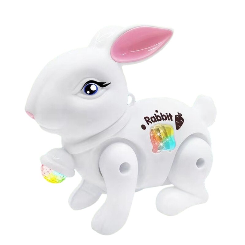 Elektryczna zabawka-królik projektorem muzycznym smycz dla dzieci chodzący królik prezent urodzinowy Drop Shipping