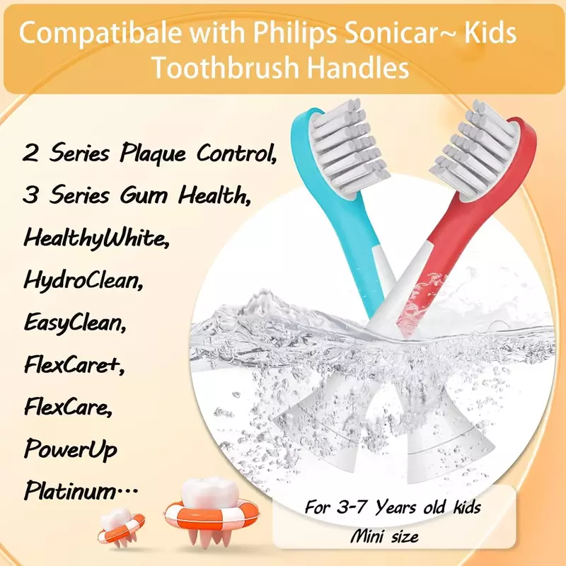 Escova de dentes elétrica de substituição para Philips Sonicare Kids, 6032, 94, HX6321, HX6340, HX6042, HX6320, HX633, 4 pcs, 8 pcs, 16pcs