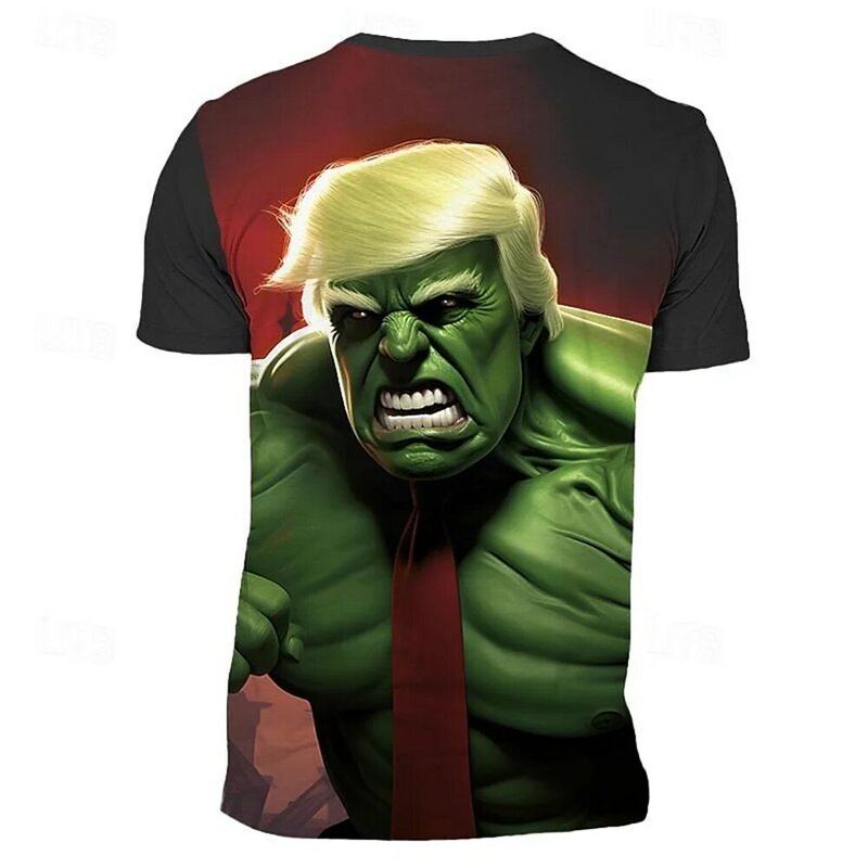 Camiseta de manga curta masculina, personagem retrô do presidente dos EUA, roupa estampada em 3D, tops casuais, moda verão, 2024