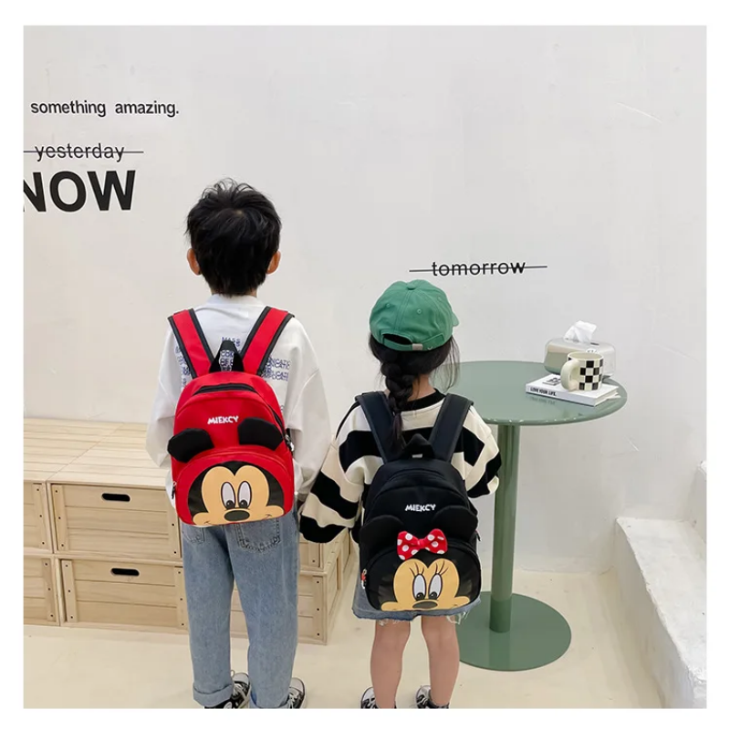 Disney-mochila de Mickey Mouse para niños, bolsa con patrón de dibujos animados, mochila ligera para guardería, regalos para niños