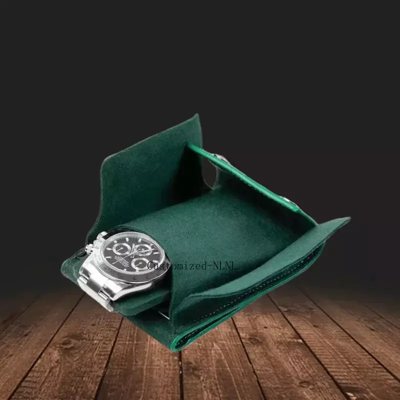 직접 벨벳 시계 녹색 가방, 보호 시계 가죽 가방, 환경 보호 보관, 흰색 플라스틱 상자, SE11