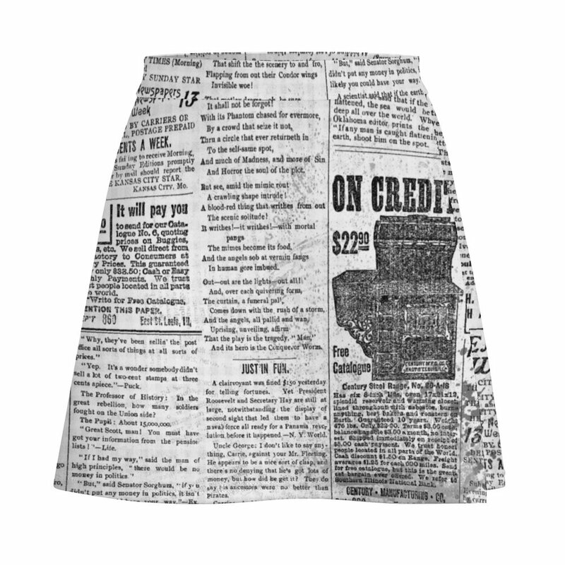 レトロなスタイルのミニサマースカート,女性のための新聞列のショートスカート,韓国スタイル