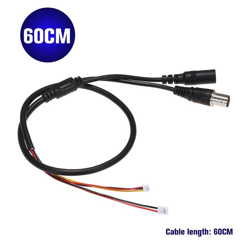 Cable de alimentación de vídeo BNC analógico, conector hembra F de 60cm y 5 pines, 1 piezas, para placa PCB de cámara CCTV analógica