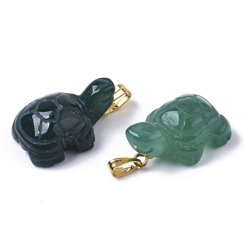 10 Stück natürliche Achat Anhänger gefärbte Schildkröte dunkles Cyan für die Herstellung von DIY Schmuck Halskette Ohrring Schlüssel anhänger Charms Lieferungen