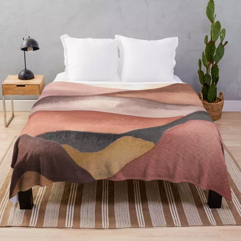 4 декоративных одеяла в клетку с изображением акварельных гор
