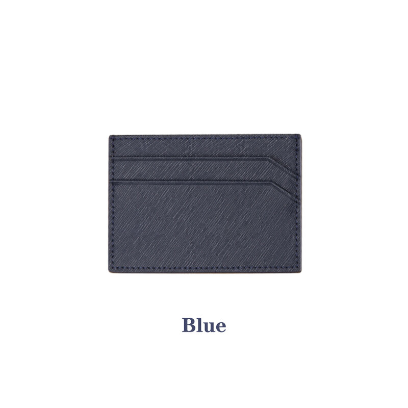 Couro genuíno Saffiano Business Card Holder, High-End Design minimalista, 1 clipe de dinheiro, 4 posições de cartão