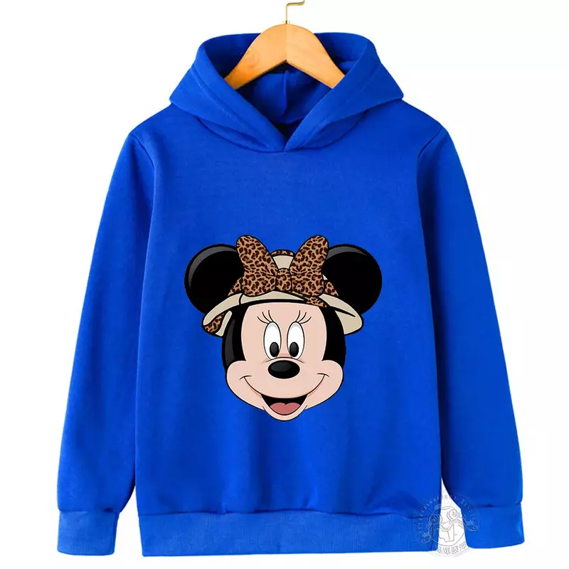 Disney Minnie bluza z kapturem dla dzieci Mickey kreskówka modny nadruk wiosenna jesień dla dzieci odzież sportowa dla chłopców dziewczynki z okrągłym dekoltem na co dzień Graffiti