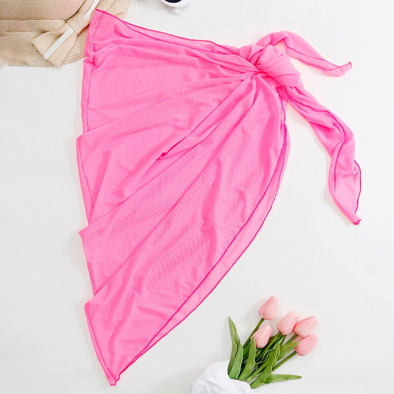 Sarongs-traje de baño de gasa para mujer, ropa interior cómoda de secado rápido, Falda corta transparente