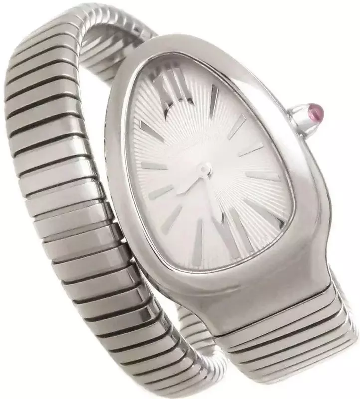 Wysokiej jakości damska bransoletka wężowa zegarek dziewczęcy srebrno-biały rzymska japoński kwarc ze stali nierdzewnej szafir dama Sport