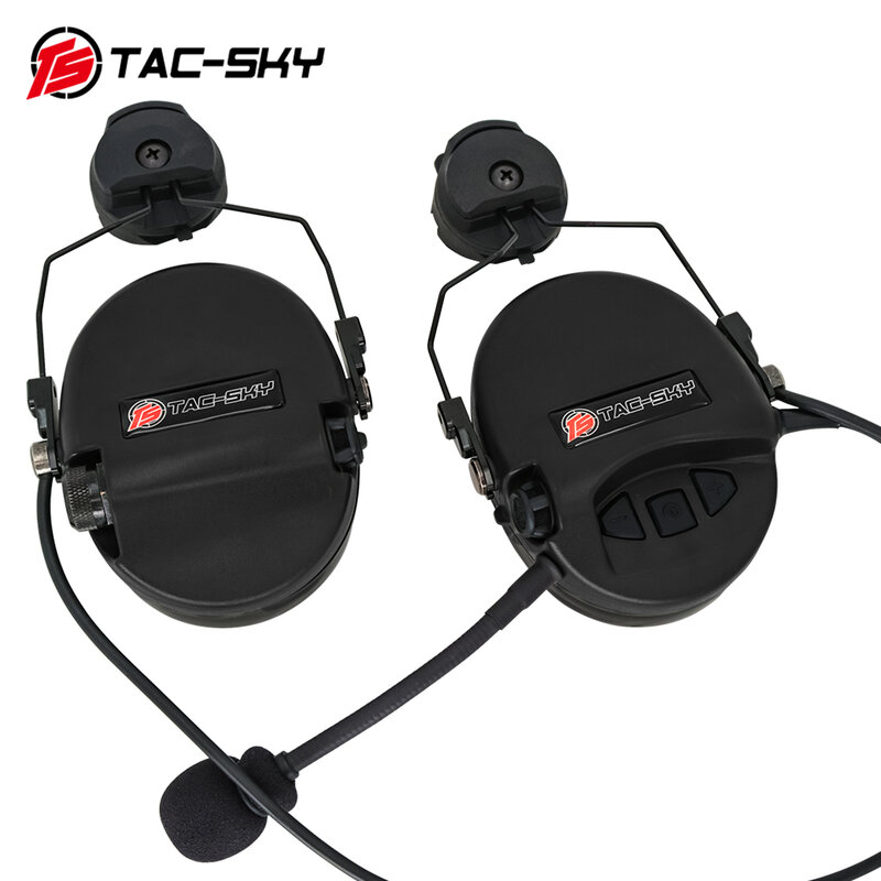 TS TAC-SKY SORDIN Helmet Track Bracket Version Silicone Earmuffs Noise Cancelling Pickup Shooting Tactical Headphones-BK