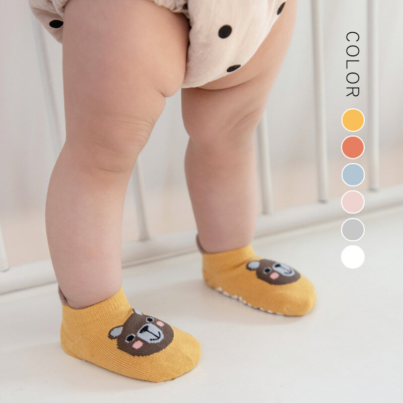Winter Spring Anti Slip Baby Socks Cute Cartoon Animal Letter Print Toddler Kids Floor Socks Rubber Soles Baby Boy Girl Socks