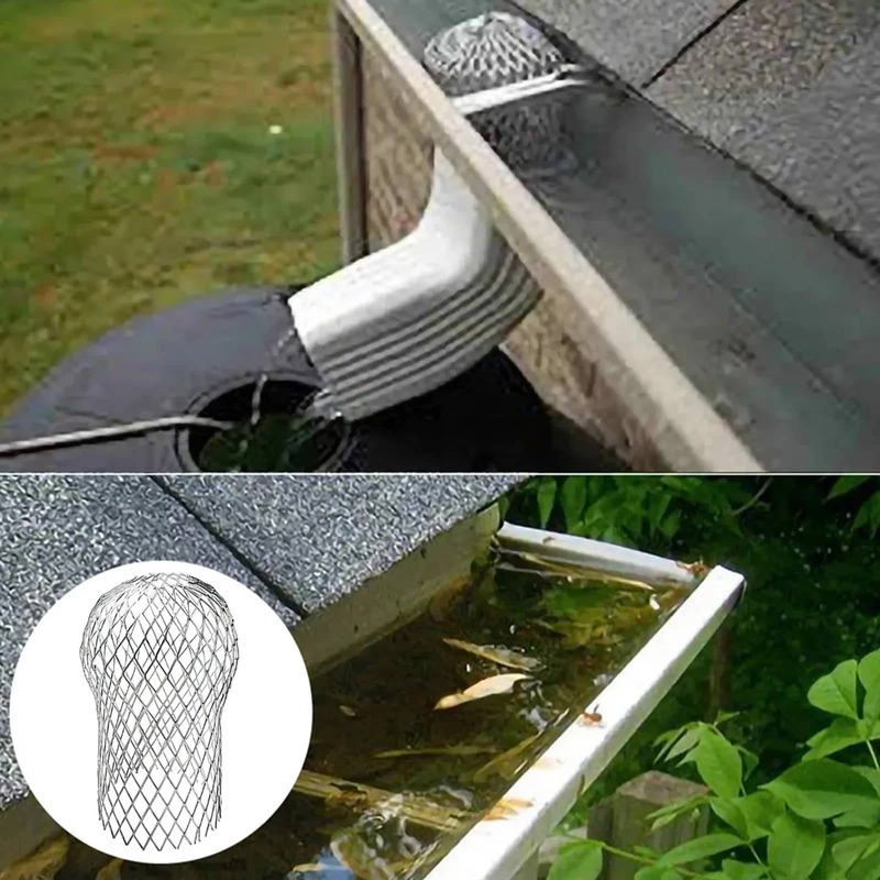 Filtro protector de techo para hojas de lluvia, colador de aluminio expandible de 3 pulgadas, evita el bloqueo, drenaje de hojas, cubierta de canalón de red de drenaje de restos